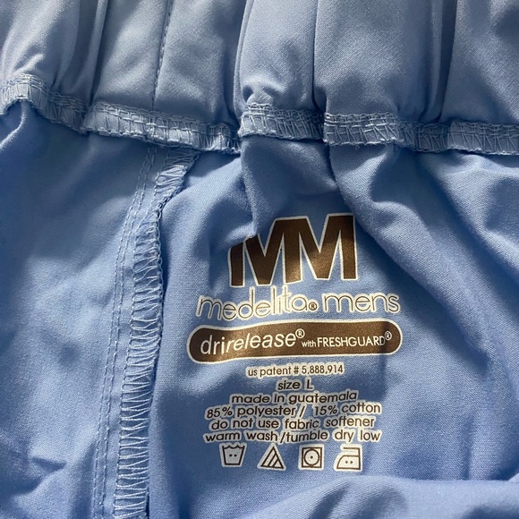 Light Blue Men's Medelita Scrub Set Dri Release elastic Waist with Drawstring-L - Picture 2 of 10